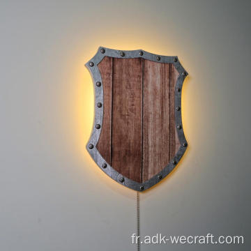 Lampe murale décorative de bouclier médiéval lampe murale LED